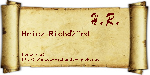 Hricz Richárd névjegykártya